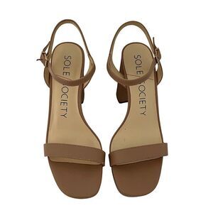 Sole Society Tan Nude Sendinal Ankle Strap Platform Heel